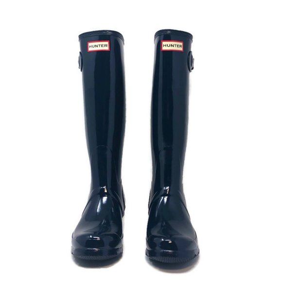 Hunter Original Adjustable Gloss Rain Boot Navy - Picture 2 of 8